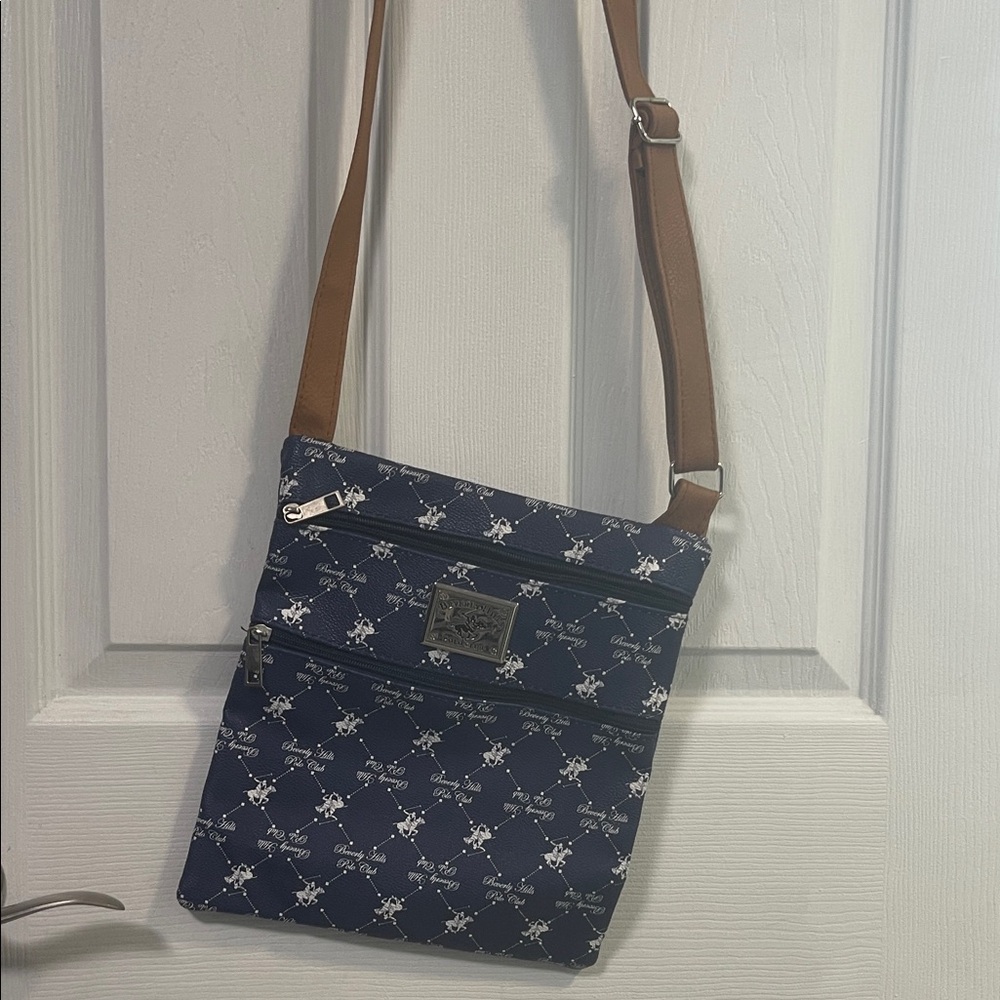 Beverly Hills Polo Club Navy and Brown Messenger Bag